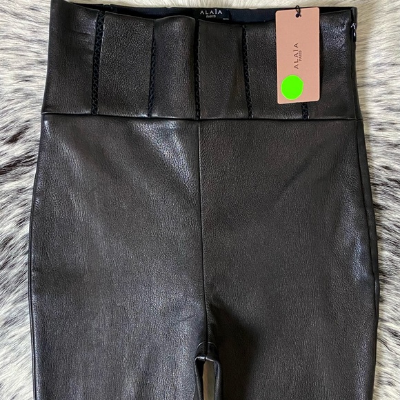 ALAIA HIGH WAIST CORSET STYLE LEATHER LEGGINGS, SZ FR/40 BLACK NWT! - Picture 7 of 16